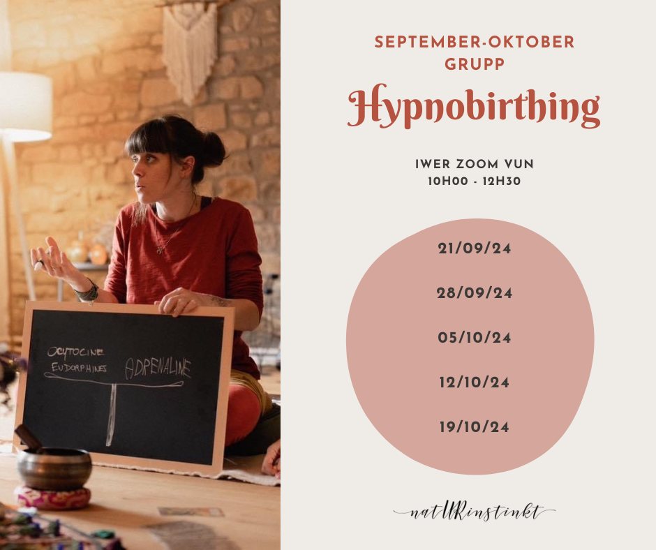 Hypnobirthing Gruppecour op Lëtzebuergesch September/Oktober